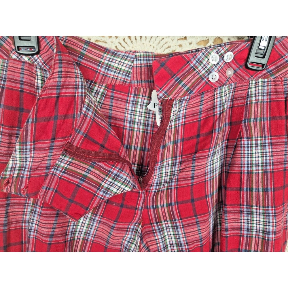 Project 6 Red Checked Plaid Large Kiku Pants Steam Punk Grunge 90s Emo Tapered - Picture 12 of 13